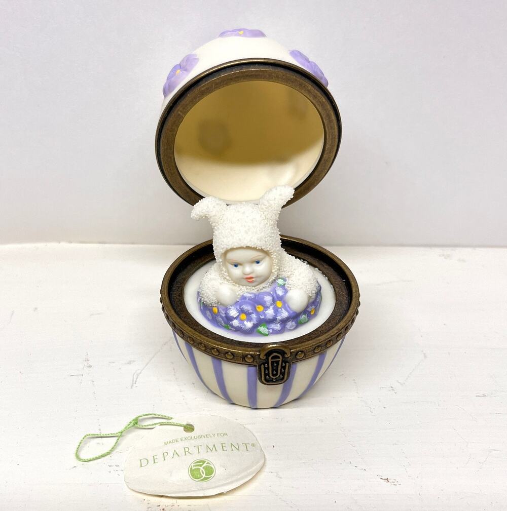 Department 56 Snowbunnies Sweet Violet Hinged Egg Box